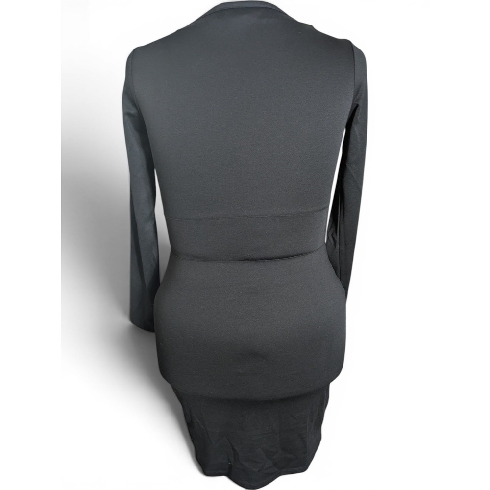 H&M Vampy Goth Bodycon Faux Corset Lace Up Long Sleeve Dress 16 - Picture 4 of 9